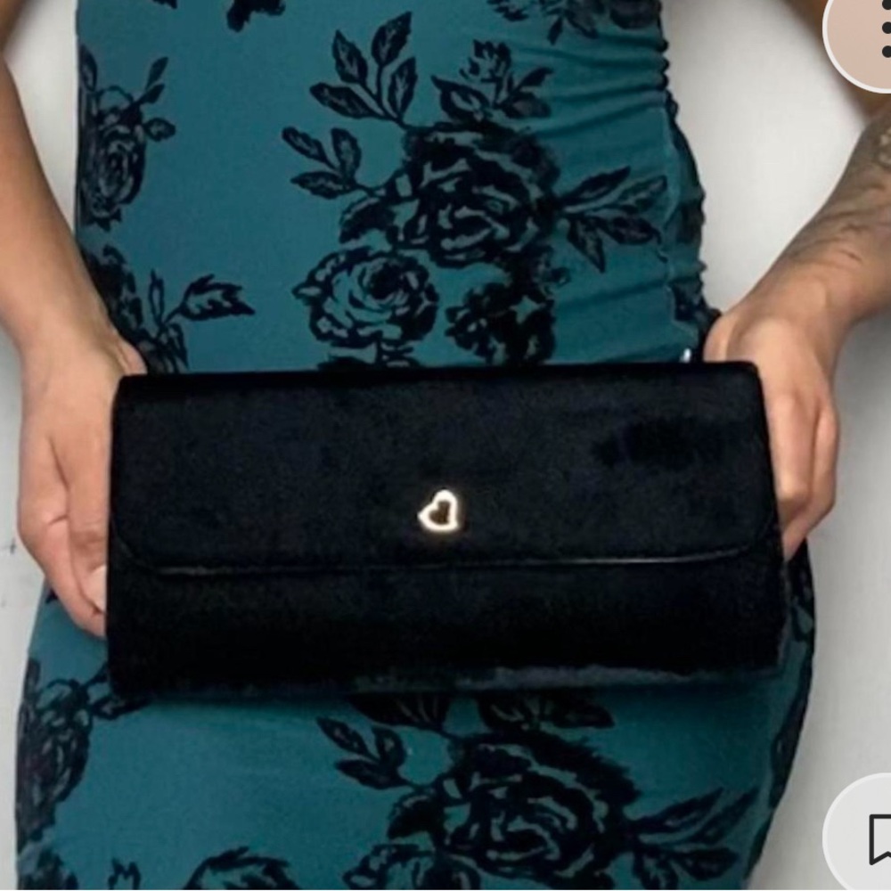 Victoria Secret Black Velvet Clutch Purse